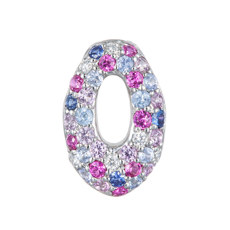 PT950ピンクサファイア&アイスブルーサファイア&ライトブルーサファイアダイヤペンダントトップ