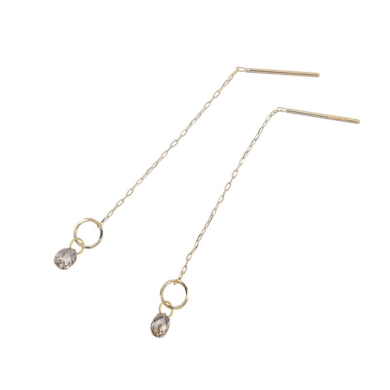 K18YG ブラウンダイヤモンド ブリオレットカット ピアス BRD 約0.40ct