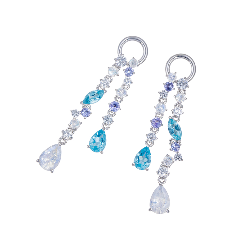 パラジウムシルバー950レインボームーンストーンアパタイトタンザ天然ホワイトジルコンMiaチャーム