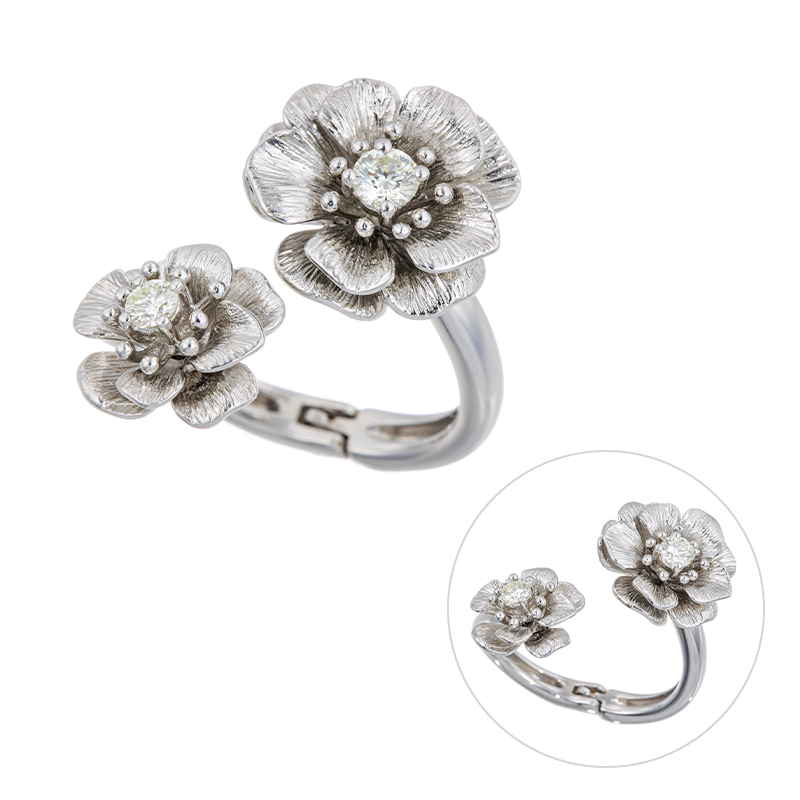 PT950 ダイヤモンド アネモネ ピアリングリング D 約0.25ct 13～18号
