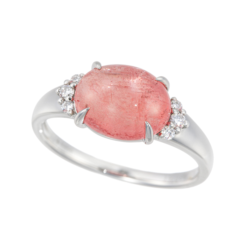純プラチナ ロードクロサイト ダイヤ リング RH 約3.50ct D 約0.07ct 
