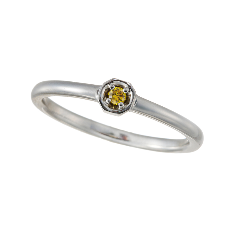 PT950 ファンシーヴィヴィッドイエローダイヤモンド リング YD 約0.03ct