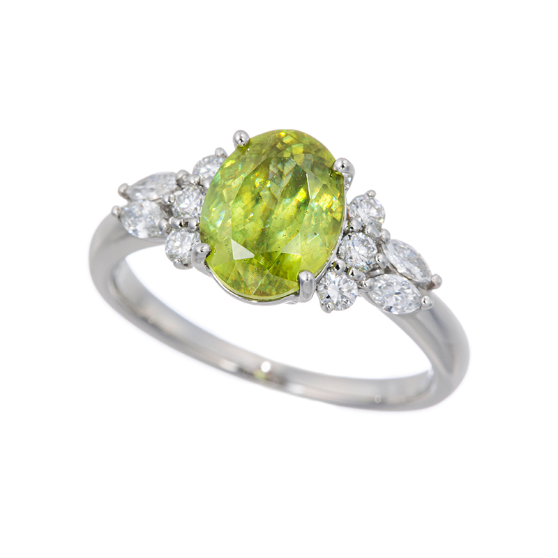 PT950 スフェーン ダイヤ リング SH 約2.50ct D 約0.35ct