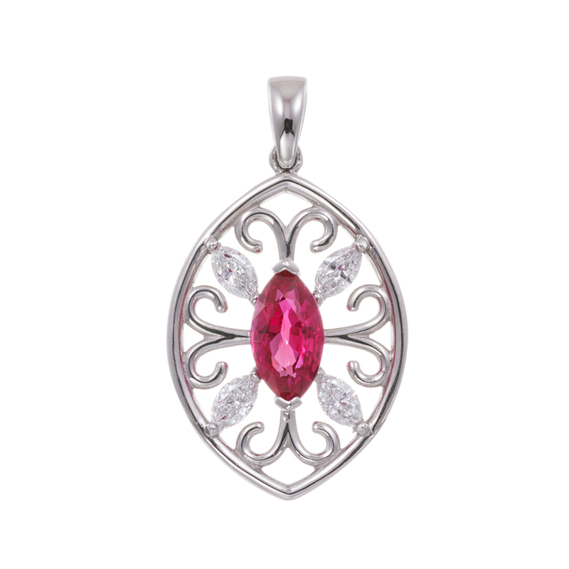PT950 ミャンマー産ルビー ダイヤ ペンダントトップ RB 1.007ct D 0.27ct