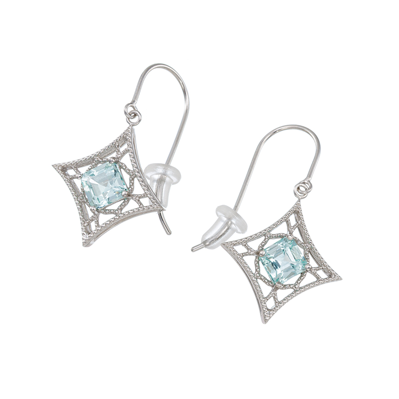 PT950 ミントカラーベリル ピアス BE 0.759ct BE 0.725ct