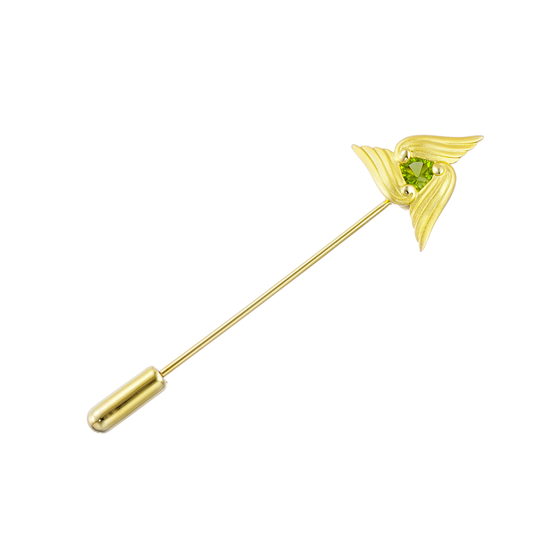 パラジウムシルバー950 コンケーブカット ペリドット ピンブローチ PE 約0.70ct