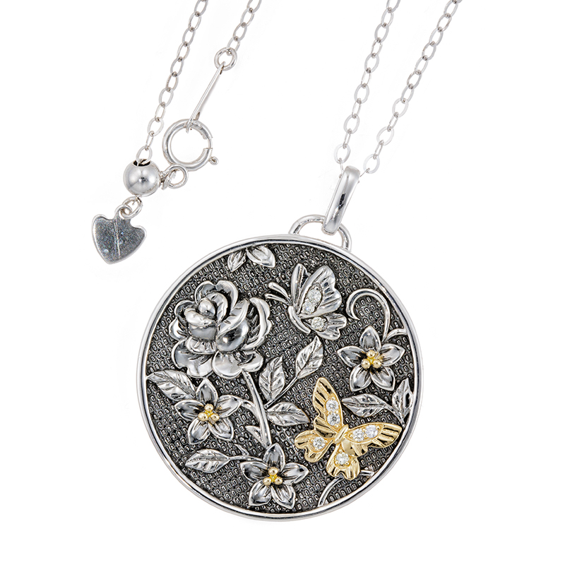 パラジウムシルバー950/K18YG ダイヤモンド Mia ネックレス D 約0.05ct 