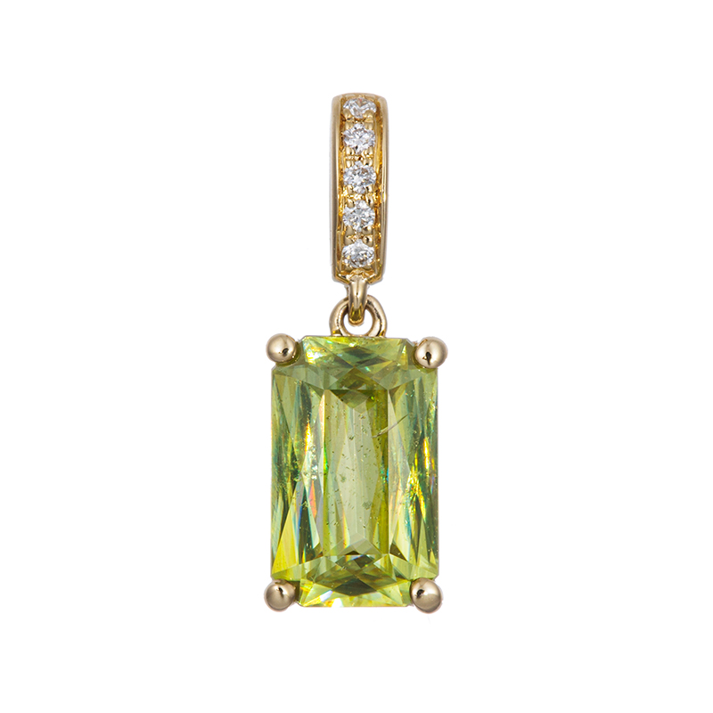 K18YG スフェーン ダイヤ ペンダントトップ SH 約1.15ct D 約0.02ct