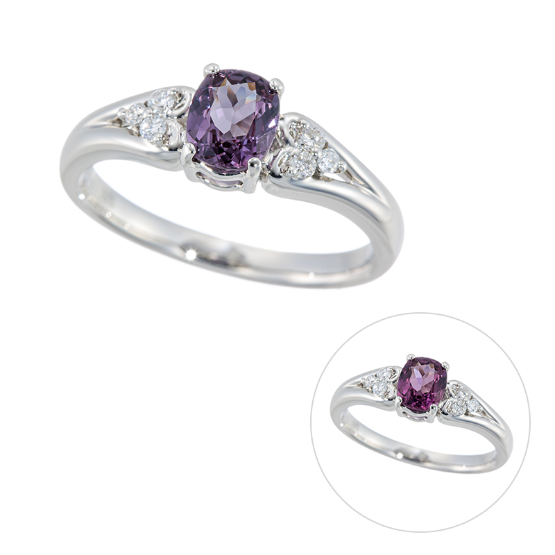 PT950 カラーチェンジガーネット ダイヤ リング CG 約0.75ct D 約0.08ct