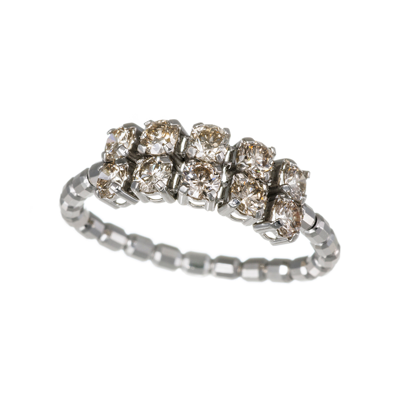 PT950/PT900 ブラウンダイヤモンド ストレッチリング BRD 約0.75ct #8-#20