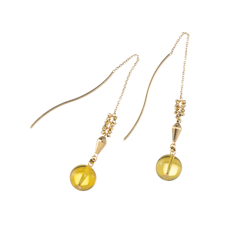K18YG 琥珀 ピアス AMB 約2.60ct