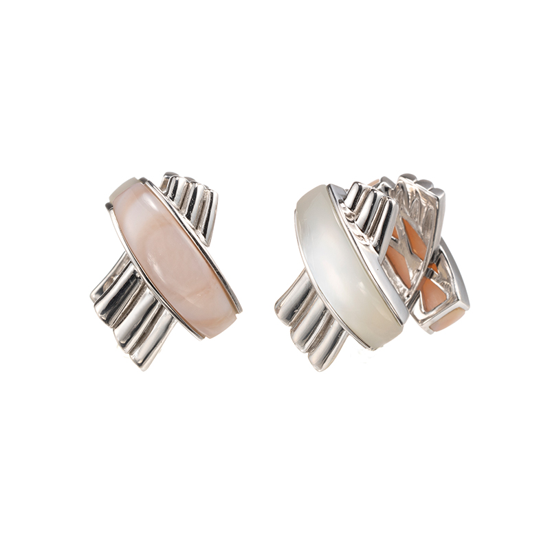 パラジウムシルバー950 ピンクシェル 白蝶貝 Mia ピアリング