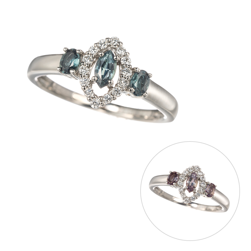 PT950 ブラジル産アレキサンドライト ダイヤ リング AL 約0.25ct D 約0.12ct