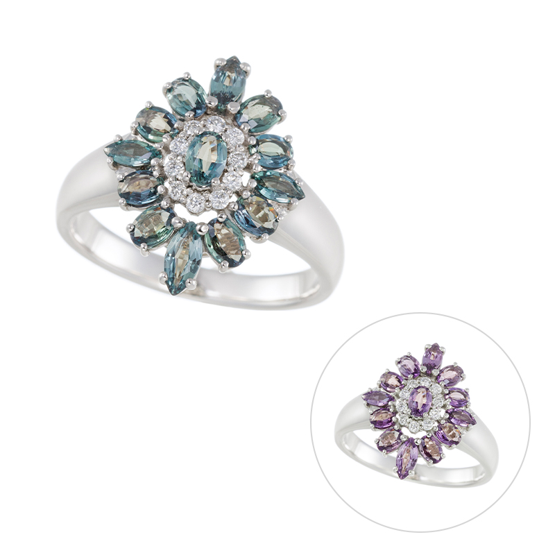 PT950 ブラジル産アレキサンドライト ダイヤ リング AL 約1.00ct D 約0.07ct