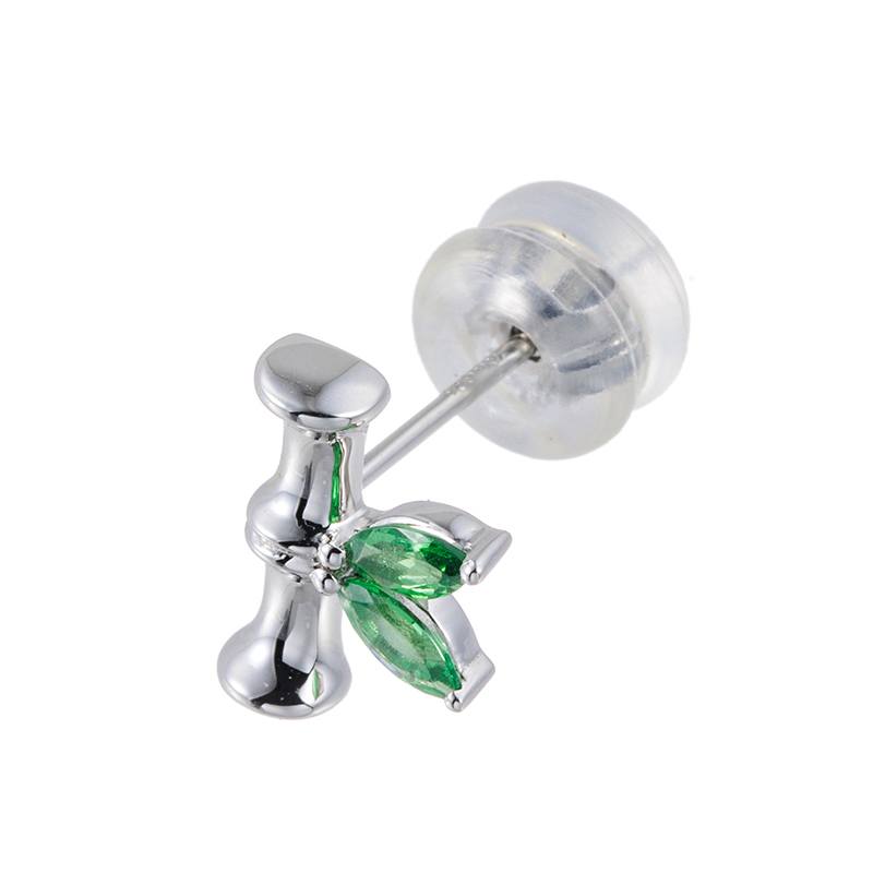 PT950 ツァボライト BAMBOO シングルピアス TS 約0.15ct