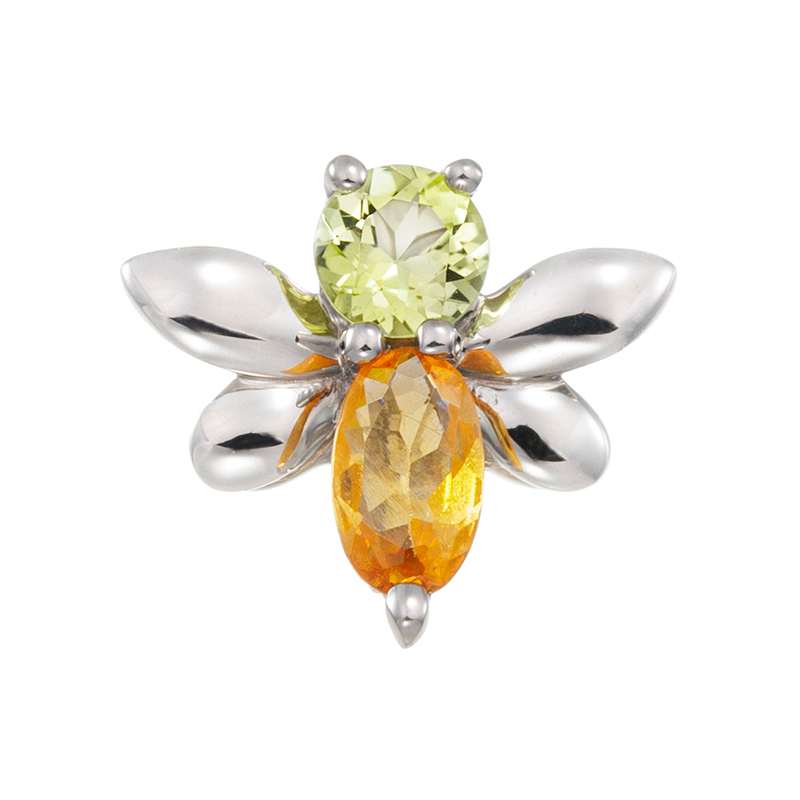 PT950マンダリンガーネットカナリートルマリンHoneyBeeペンダントトップ