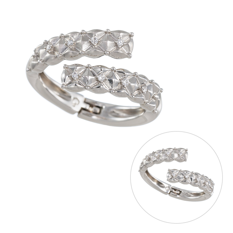 PT950 ダイヤモンド キルティング ピアリングリング D 約0.03ct 10～17号