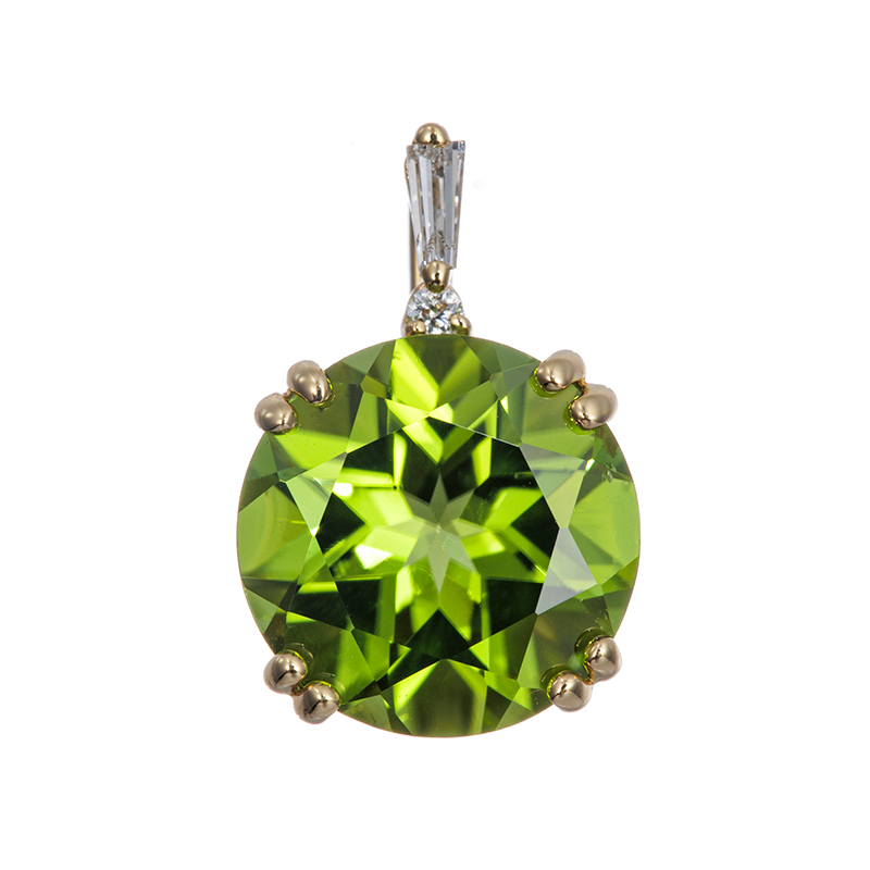 K18YG ペリドット ダイヤ ペンダントトップ PE 約1.80ct D 約0.04ct
