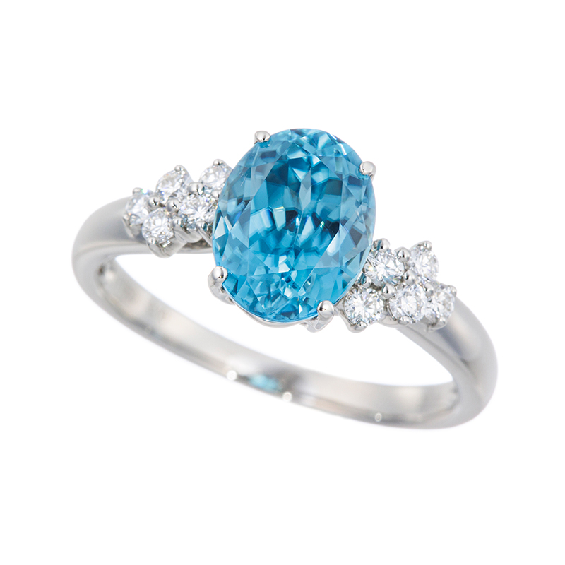 PT950 ブルージルコン ダイヤ リング ZI 約3.10ct D 約0.22ct