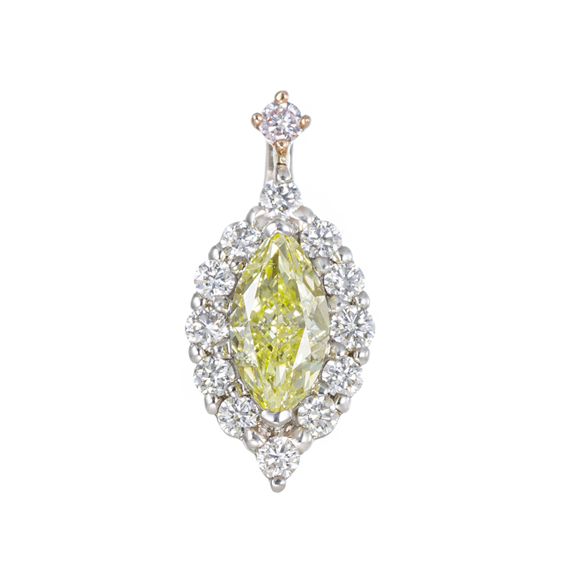 PTK18PGファンシーライトイエローダイヤピンクダイヤ ダイヤペントップYD0.20ct(SI2)