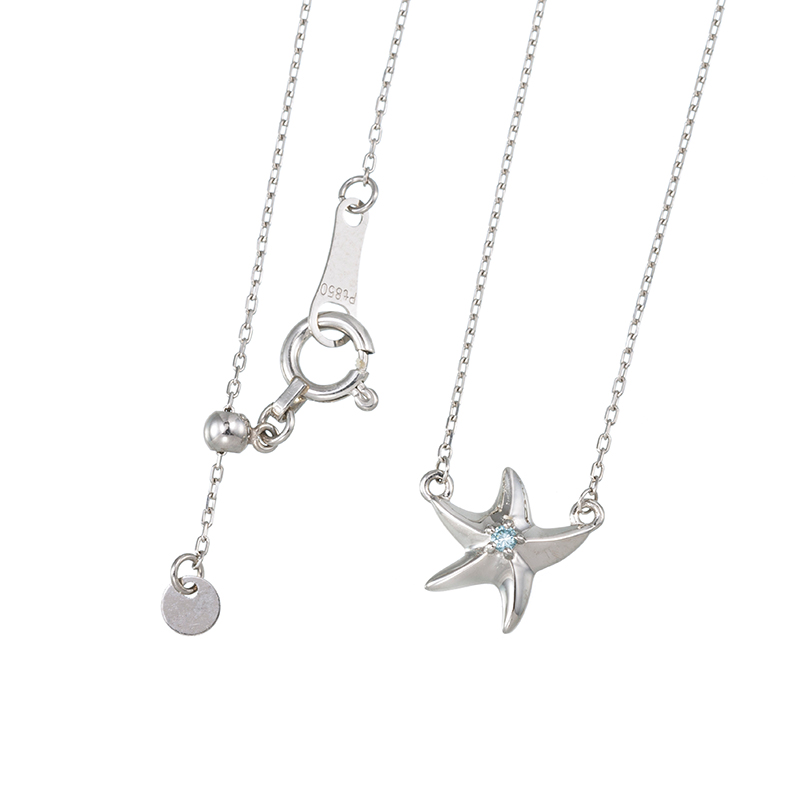 PT950/PT850 アイスブルーダイヤモンド(トリート) スターフィッシュ ネックレス
