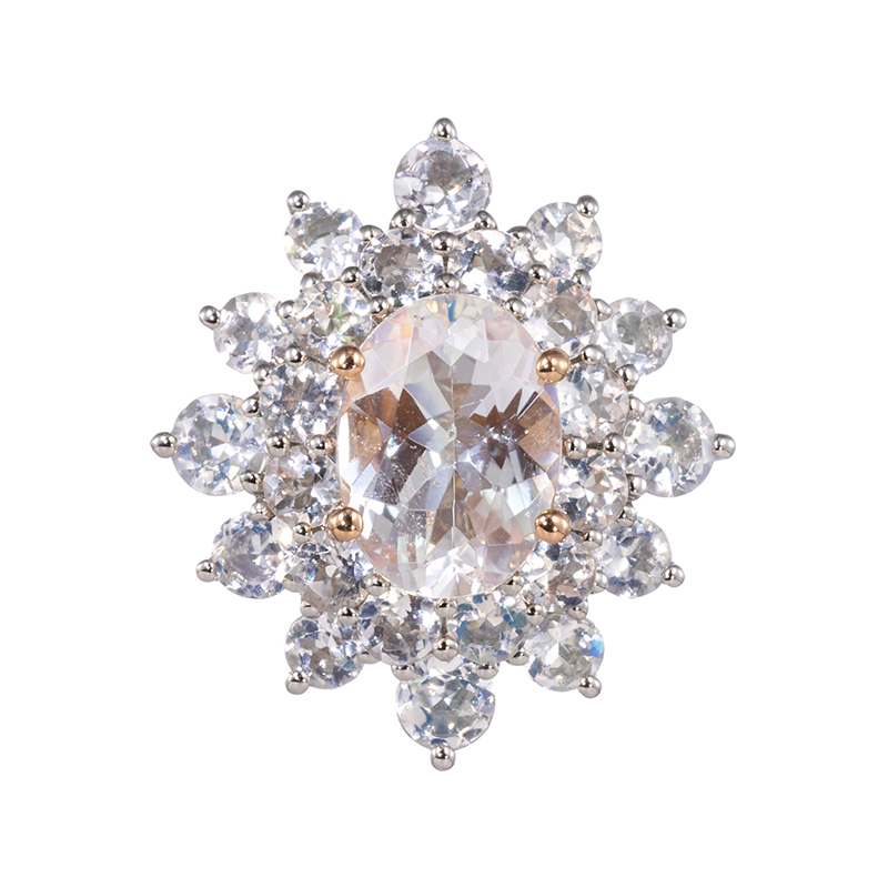 PT950/K18PGアンデシン/ラブラドライトペンダントトップAN/LAB約1.45ct