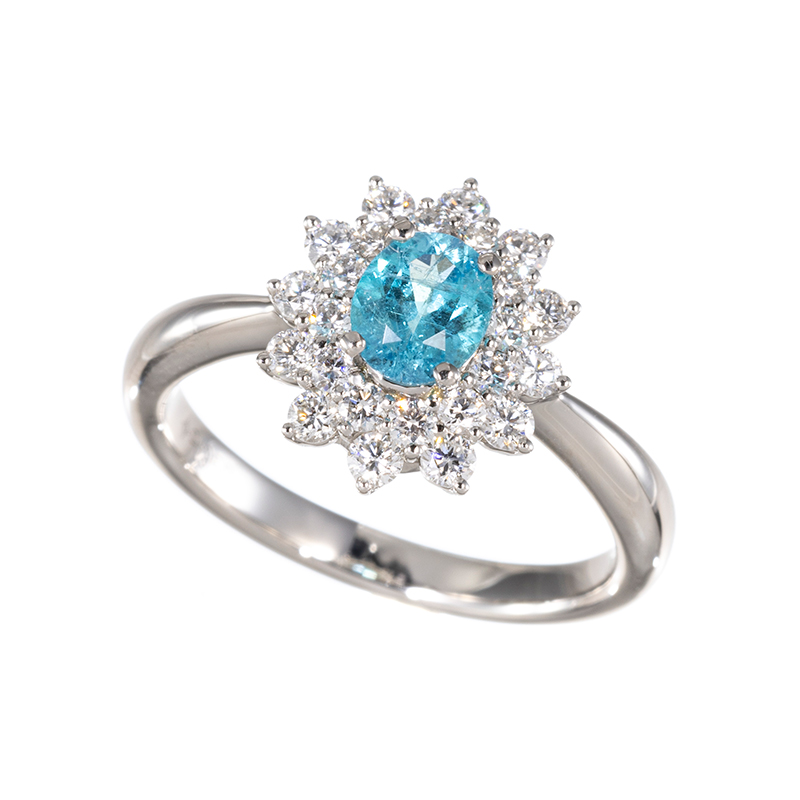 PT950 ブラジル産パライバトルマリン ダイヤ リング PRT 0.56ct