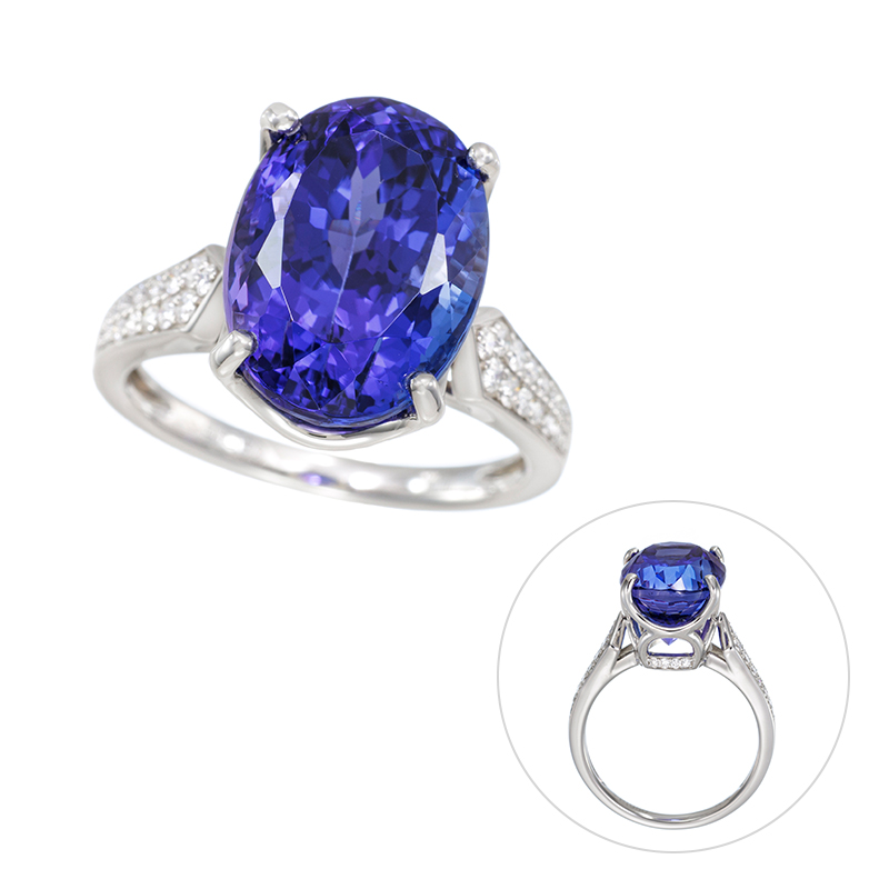 PT950 タンザナイト(特優) ダイヤ リング TA 10.282ct D 0.30ct 