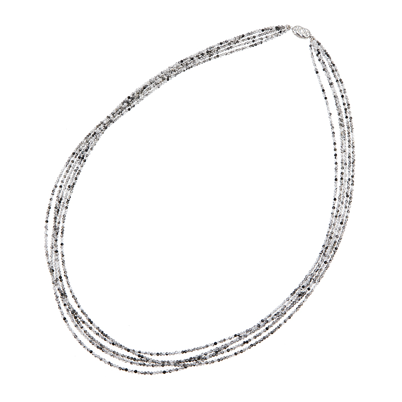 SVトルマリネーテッドクォーツ5連ネックレスQU約95.00ct