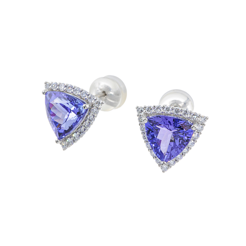PT950タンザナイト(特優)ダイヤピアスTA2.433ct TA2.380ct D0.52ct