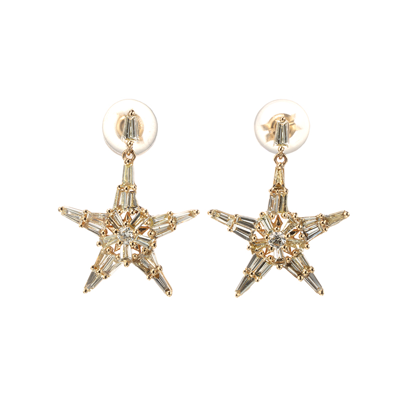K18YG ダイヤモンド スター ピアス D 約1.10ct 