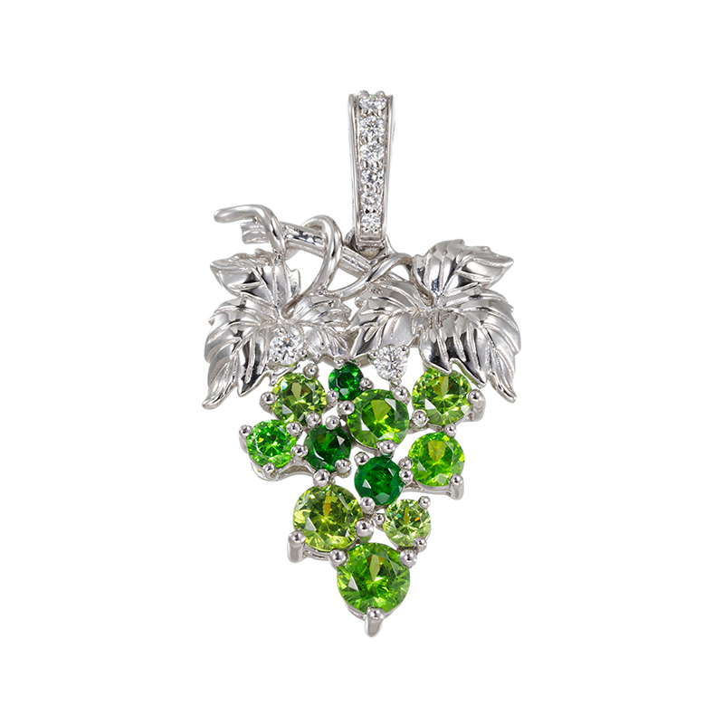 PT950 ウラル産デマントイドガーネット ダイヤ マスカット ペンダントトップ
