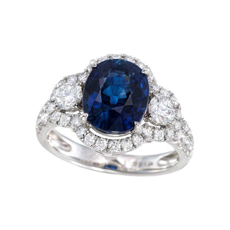 PT950 マダガスカル産サファイア ダイヤ リング SA 5.073ct D 1.24ct 