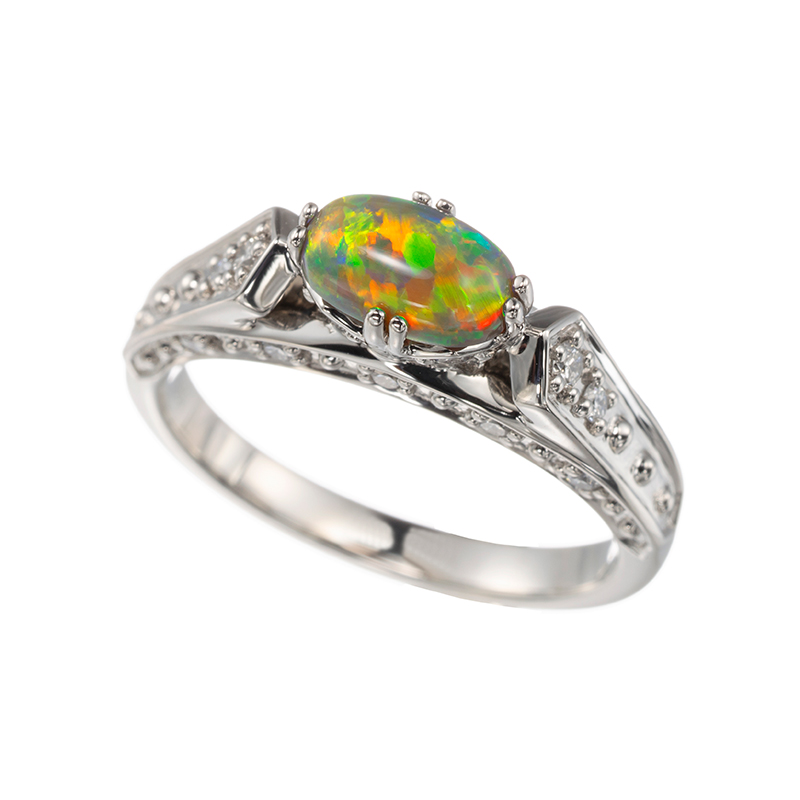 PT950 ブラックオパール ダイヤ リング BO 0.67ct D 0.26ct