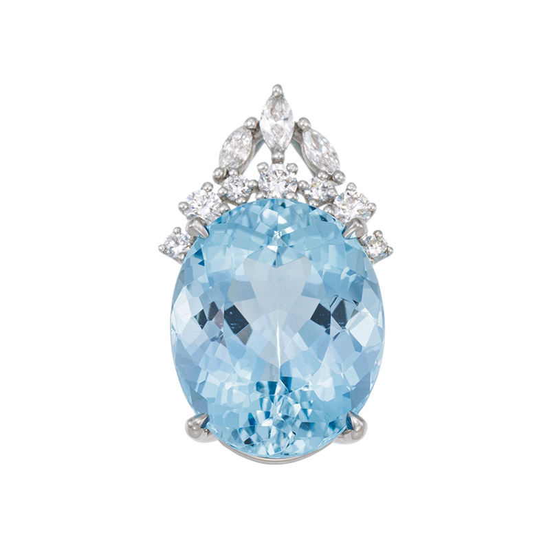 PT950 アクアマリン ダイヤ ペンダントトップ AQ 5.763ct D 0.21ct