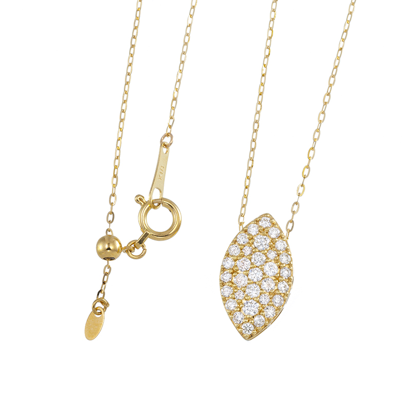 K18YG ダイヤモンド マーキースデザイン ネックレス D 約0.40ct