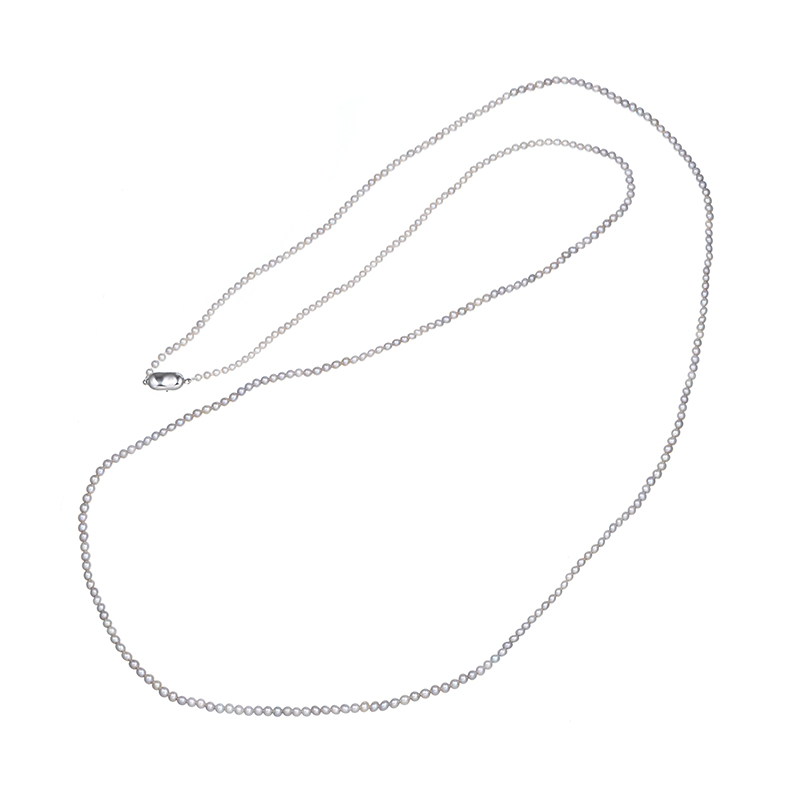 SV 淡水真珠 グレーカラー(トリート) ロングネックレス P 約3.0mm 約120cm