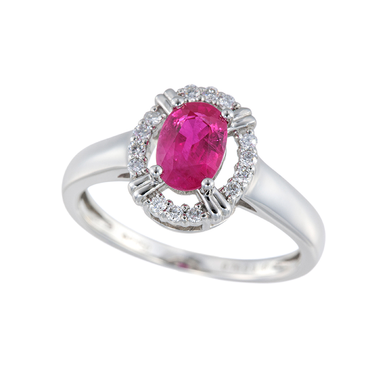 PT950 ルビー ダイヤ リング RB 約0.70ct D 約0.10ct 