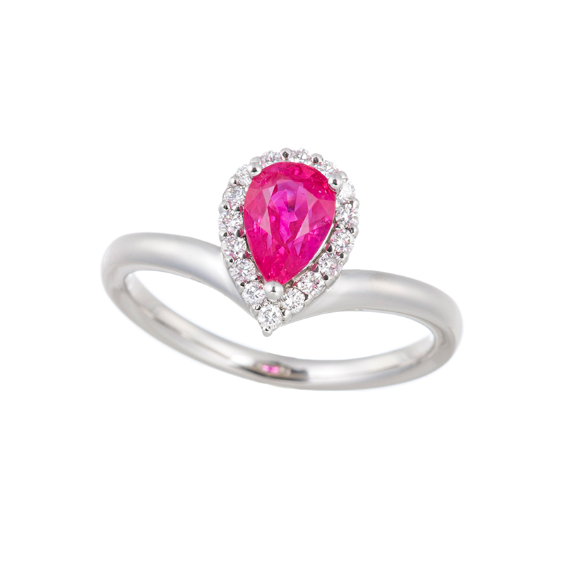 PT950 ルビー ダイヤ リング RB 約1.00ct D 約0.13ct