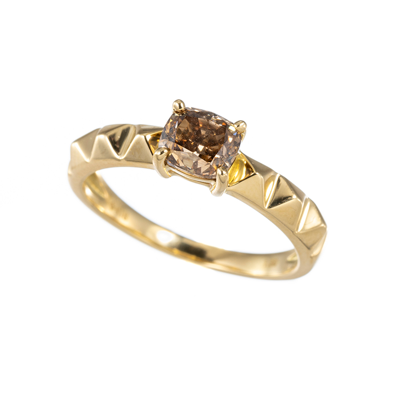 K18YG ブラウンダイヤモンド スタッズ リング BRD 約1.00ct 