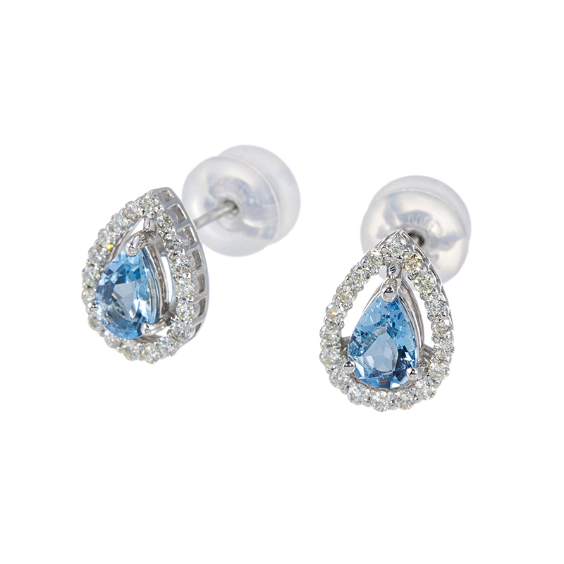 天然 サンタマリアアクアマリン ダイヤモンド ピアス 計0.44ct PT サンタマリア アクアマリン 4.36ct / ダイヤモンド 0.21ct Pt900