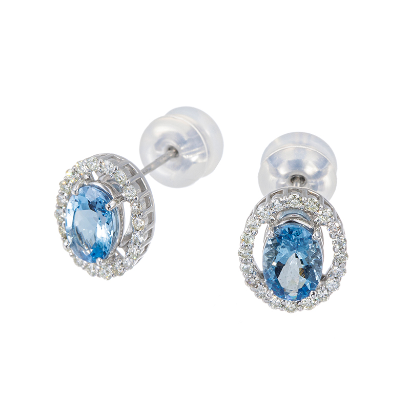 PT950サンタマリアアフリカーナアクアマリンダイヤピアスAQ約1.00ctD約0.30ct