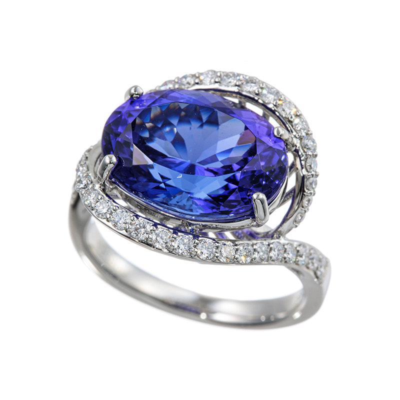 PT950 タンザナイト(特優) ダイヤ リング TA 7.994ct D 0.56ct