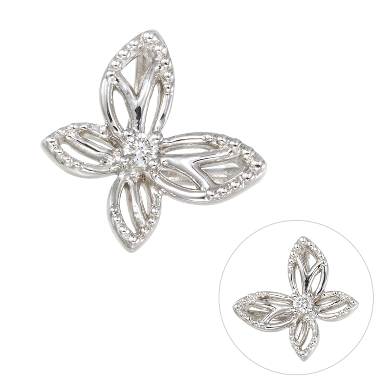 PT950 ダイヤモンド バタフライ ペンダントトップ D 約0.01ct 