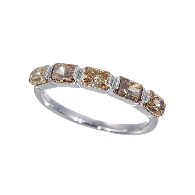 PT950 エメラルドラディアントカットブラウンダイヤモンド リング BRD 約1.50ct 