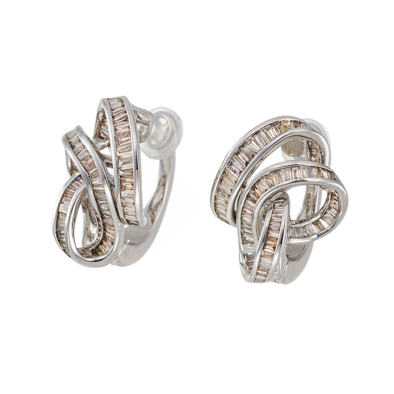 PT950 ブラウンダイヤモンド フェザータッチイヤリング BRD 約1.00ct