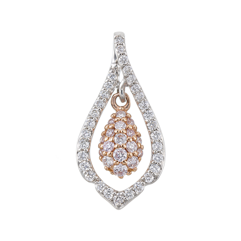 PT950/K18PGピンクダイヤモンド&ダイヤペンダントトップPD約0.06ctD約0.09ct