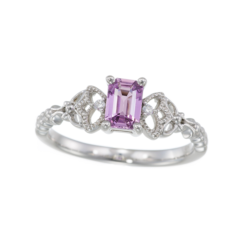 PT950マダガスカル産非加熱パープルサファイアダイヤリングPPS約0.60ctD約0.01ct