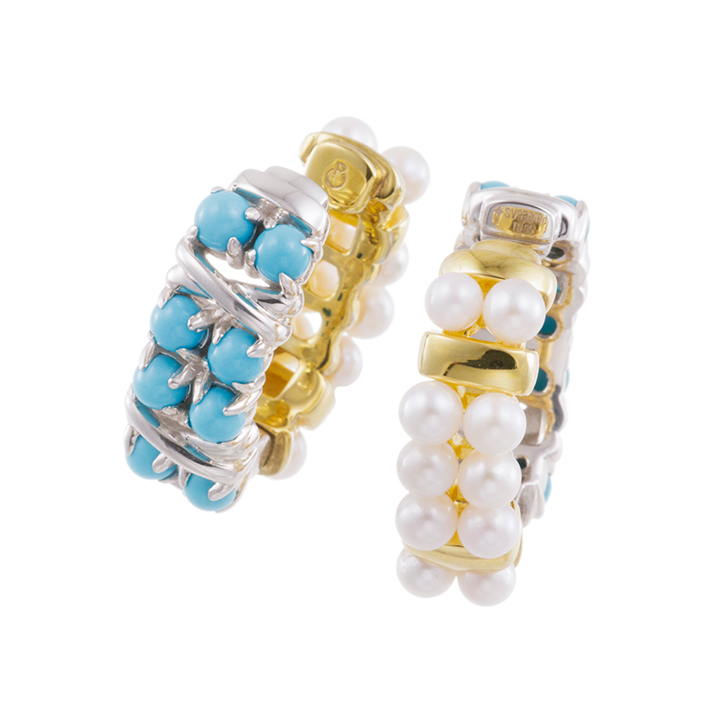 パラジウムシルバー950 スリーピングビューティーターコイズ(スタビライズ) アコヤ真珠 ピアリング