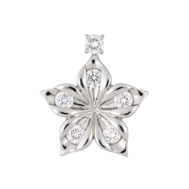 PT990 ダイヤモンド(リリーダイヤカット) フラワー ペンダントトップ 